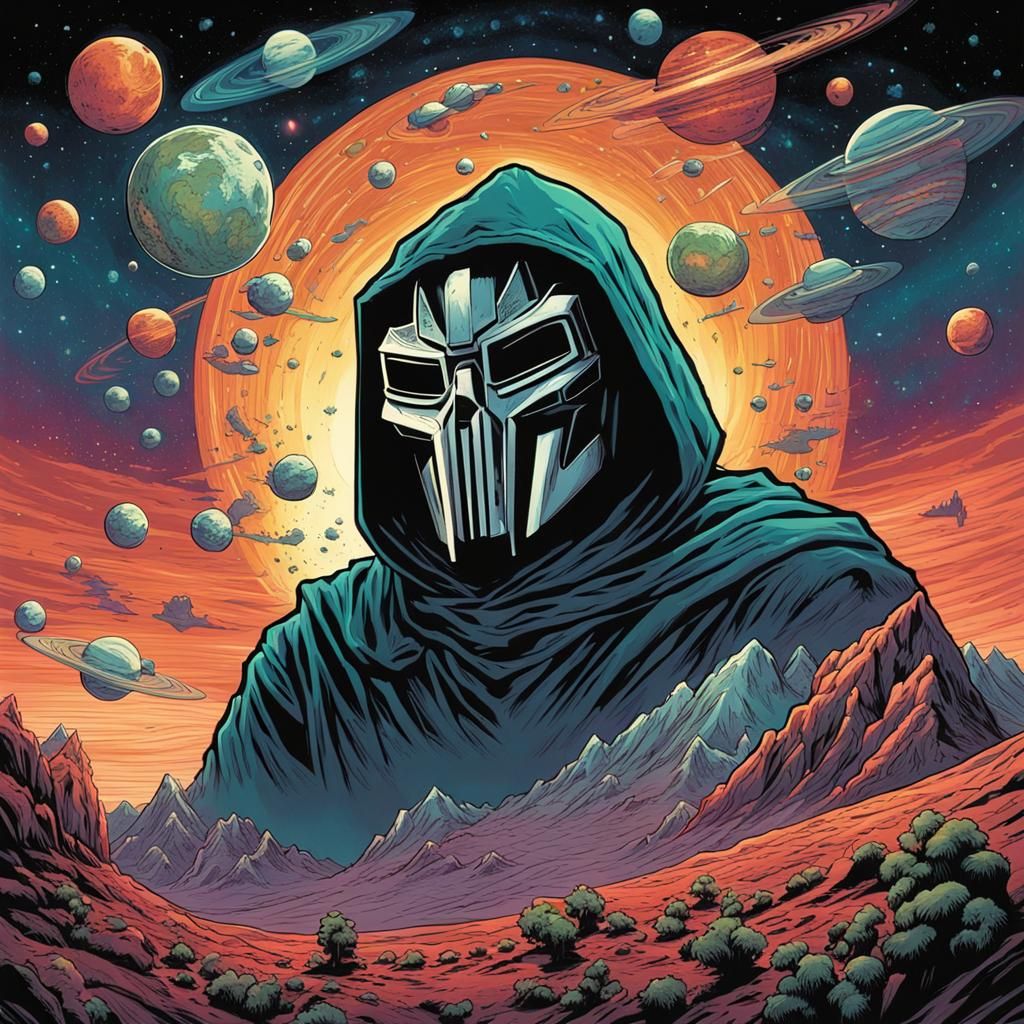 MF DOOM in Psychedelic Outer Space Comic Art