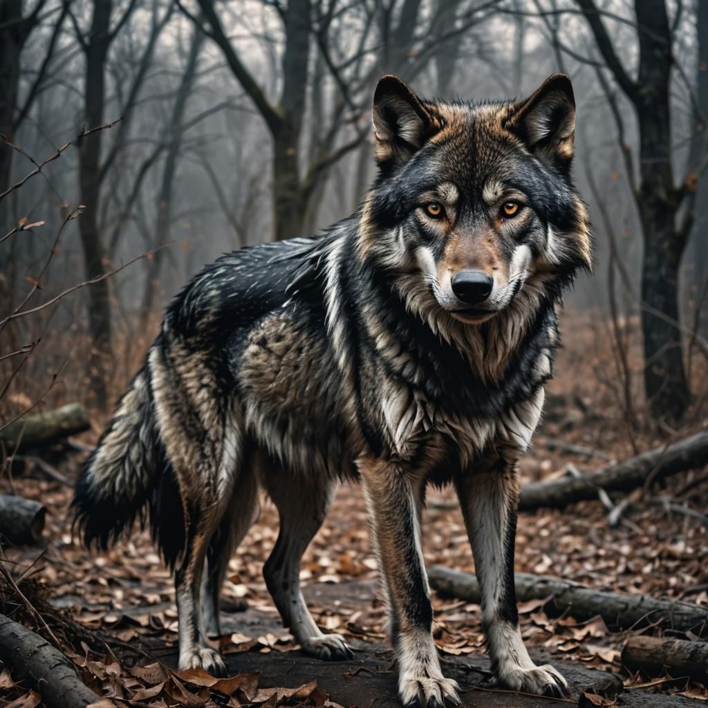 Hyperrealistic Emo Wolf with Intricate Details