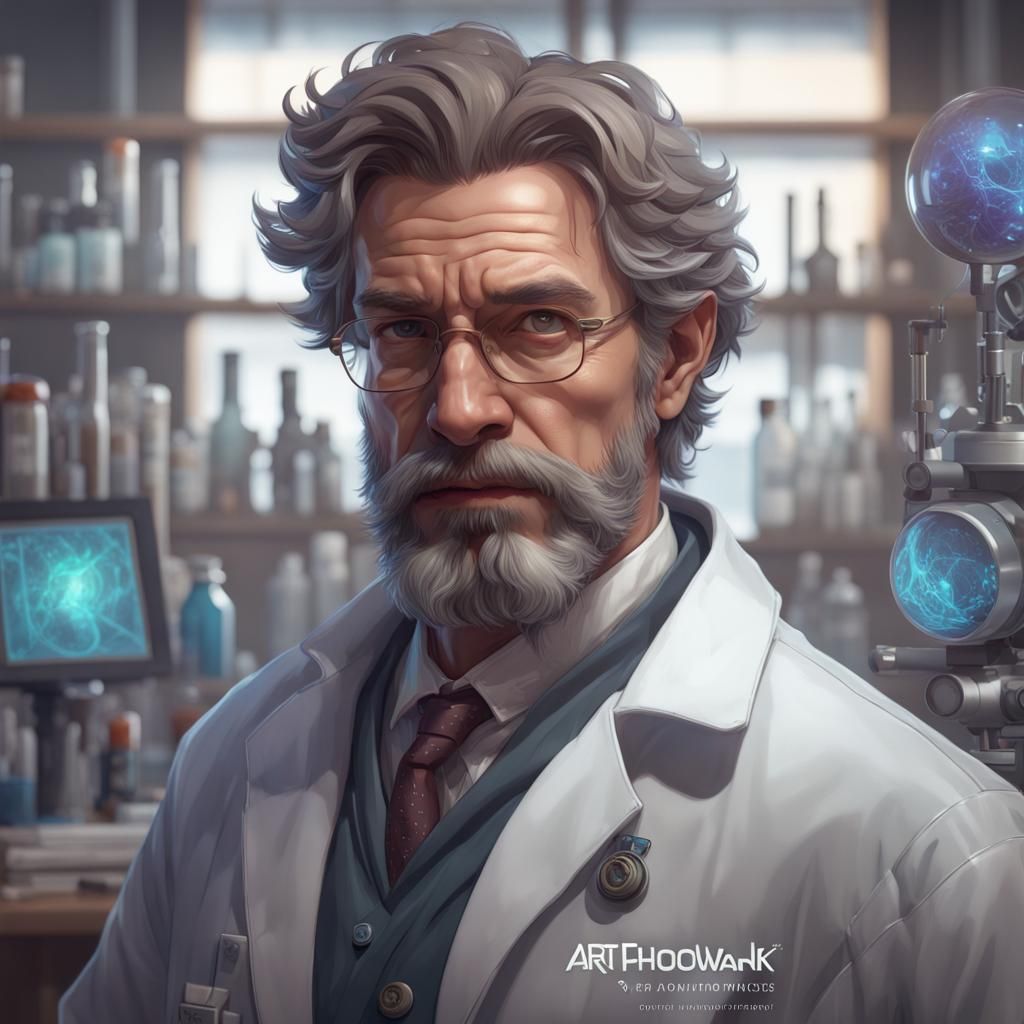 Detailed Portrait of a Scientist in Art Nouveau Style