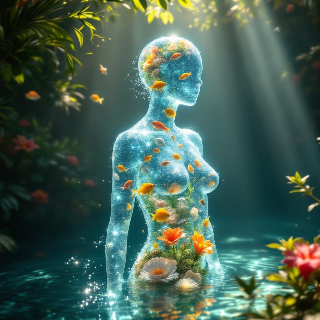 Transcendent Aquatic Form in Tropical Paradise