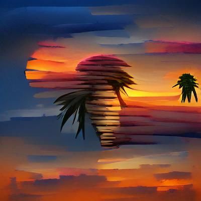 Tropical Palm Tree Sunset Silhouette