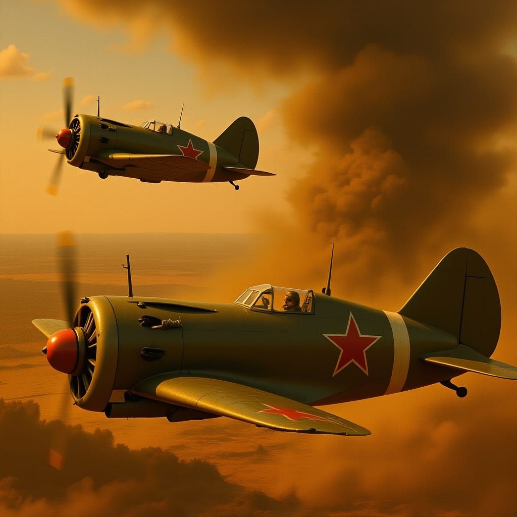 Russian I-16 Fighters Patrol Manchurian Plains
