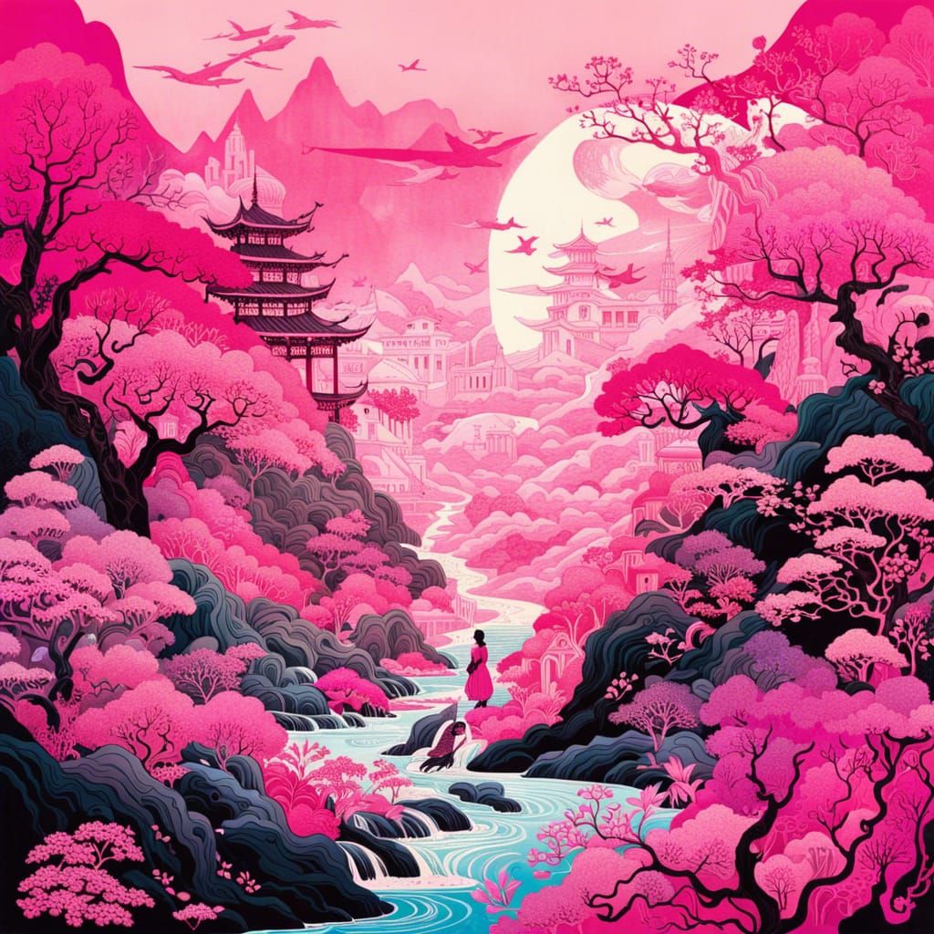 Pink World: A Surreal Double Exposure Collage