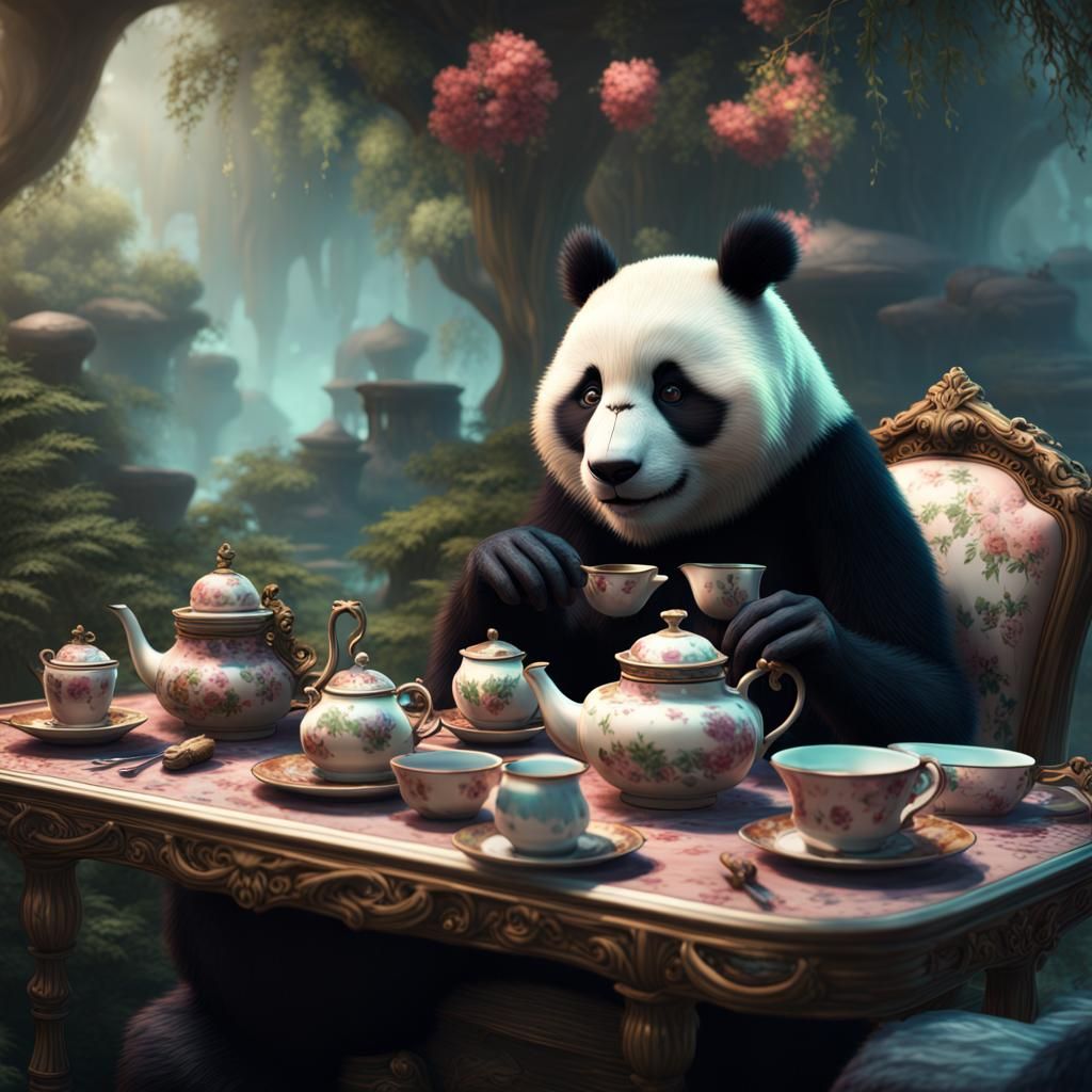 Panda Bear Tea Party: Fantasy Concept Art