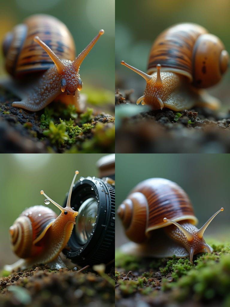 Snail's Eye View: Macro Photography of a Curious Snail