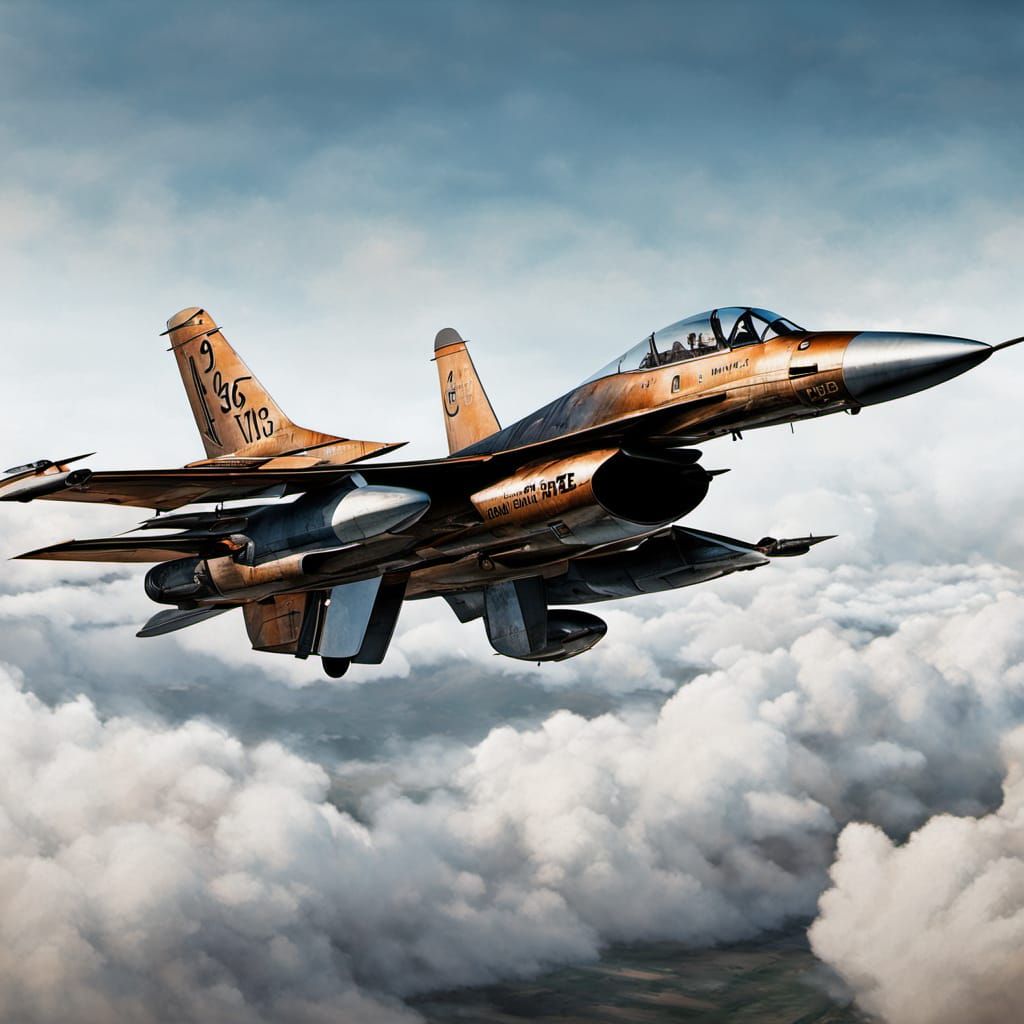 F-16 Jet in Steampunk Loop with Whimsical Script