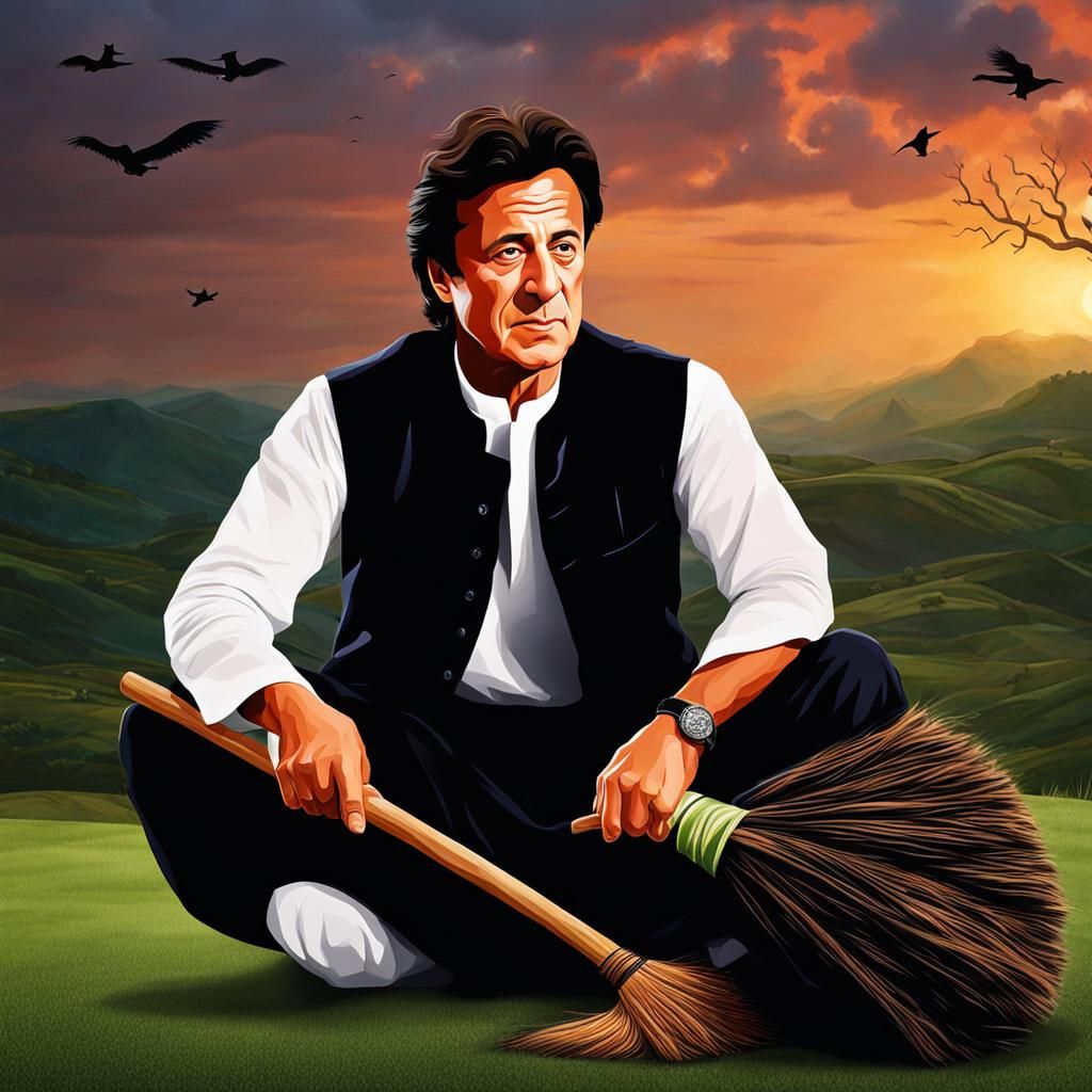 Man Rides Broom with Witch in Realistic Image