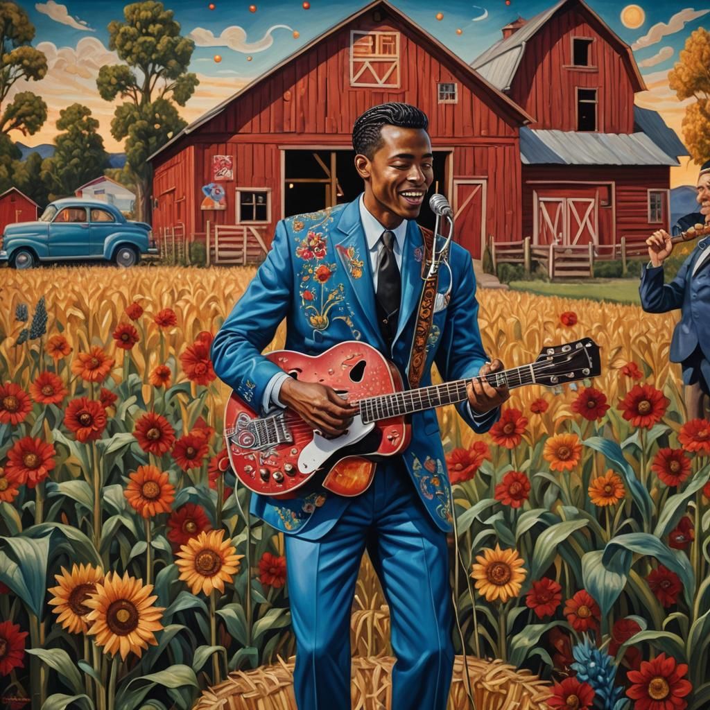 Country Singer in Rhinestone Suit Oil Painting