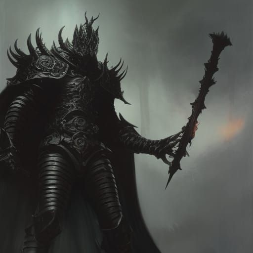Gothic Demon Lord in Dark Knight Armor