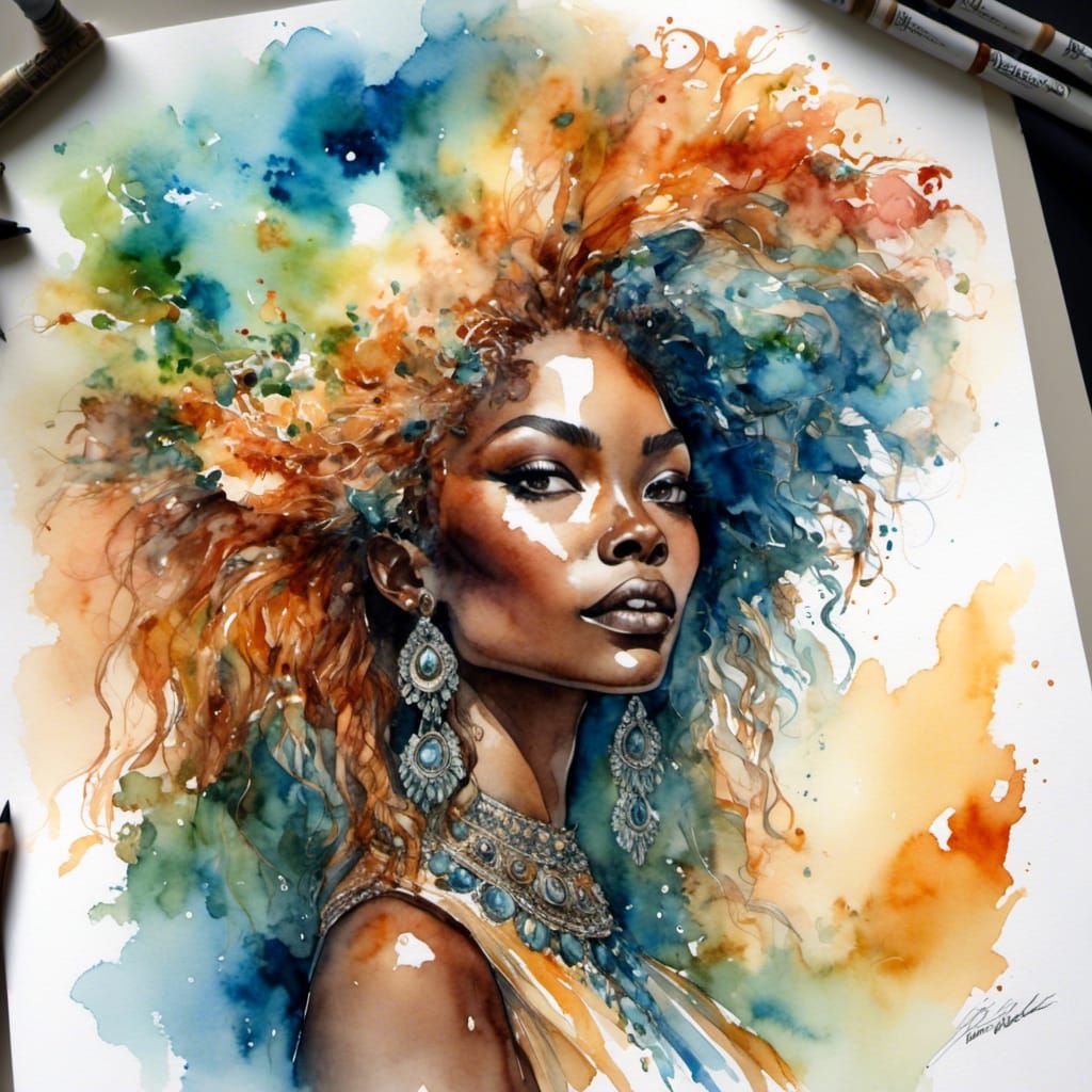 Psychedelic Gemstone Hair on Beautiful African Woman