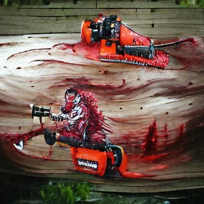 Hyperrealistic Chainsaw as Bloody Painting