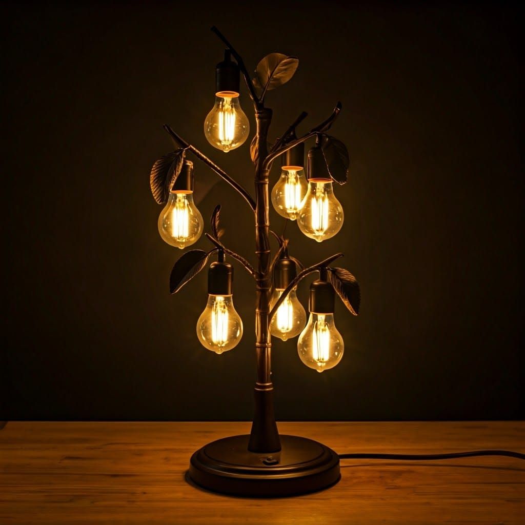 Pear Tree Table Lamp with Electric Bulbs