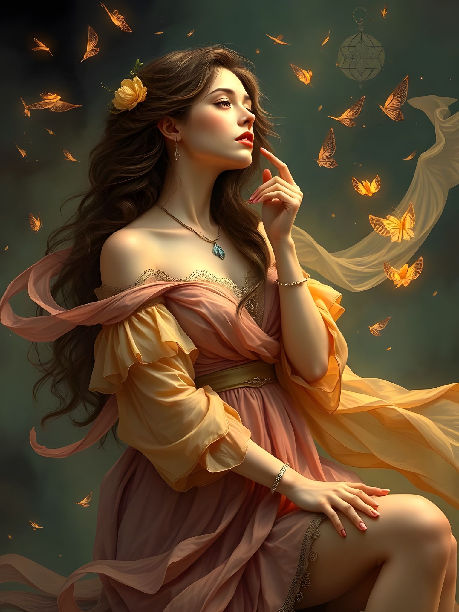 Ethereal Muse in Art Nouveau Style