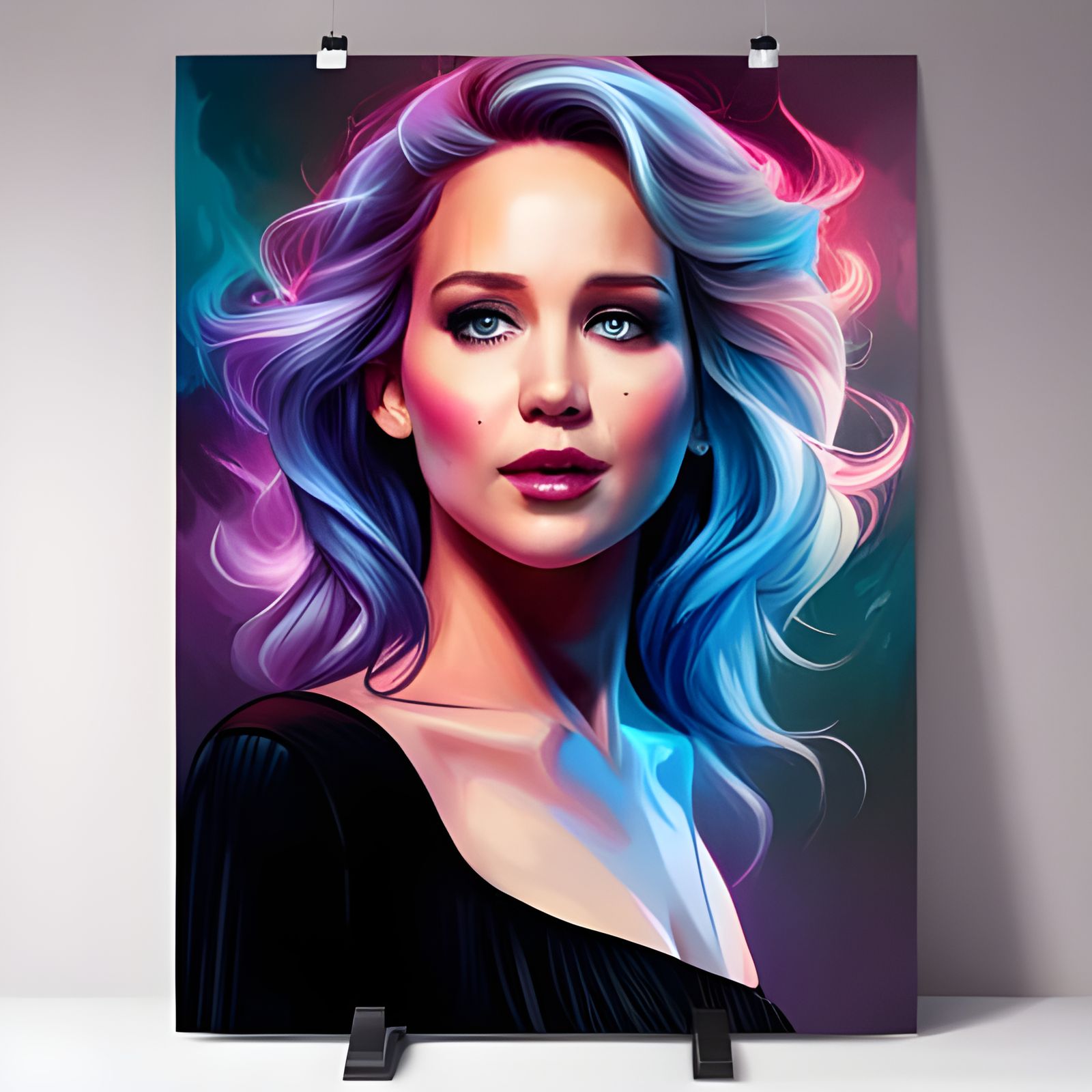 Jennifer Lawrence Portrait with Smoke and Sparkles