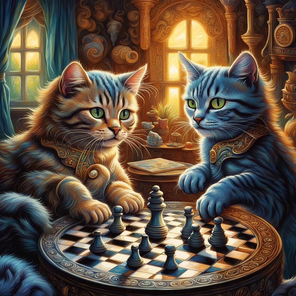 Cats Play Checkers: Maximalist Illustrative Art