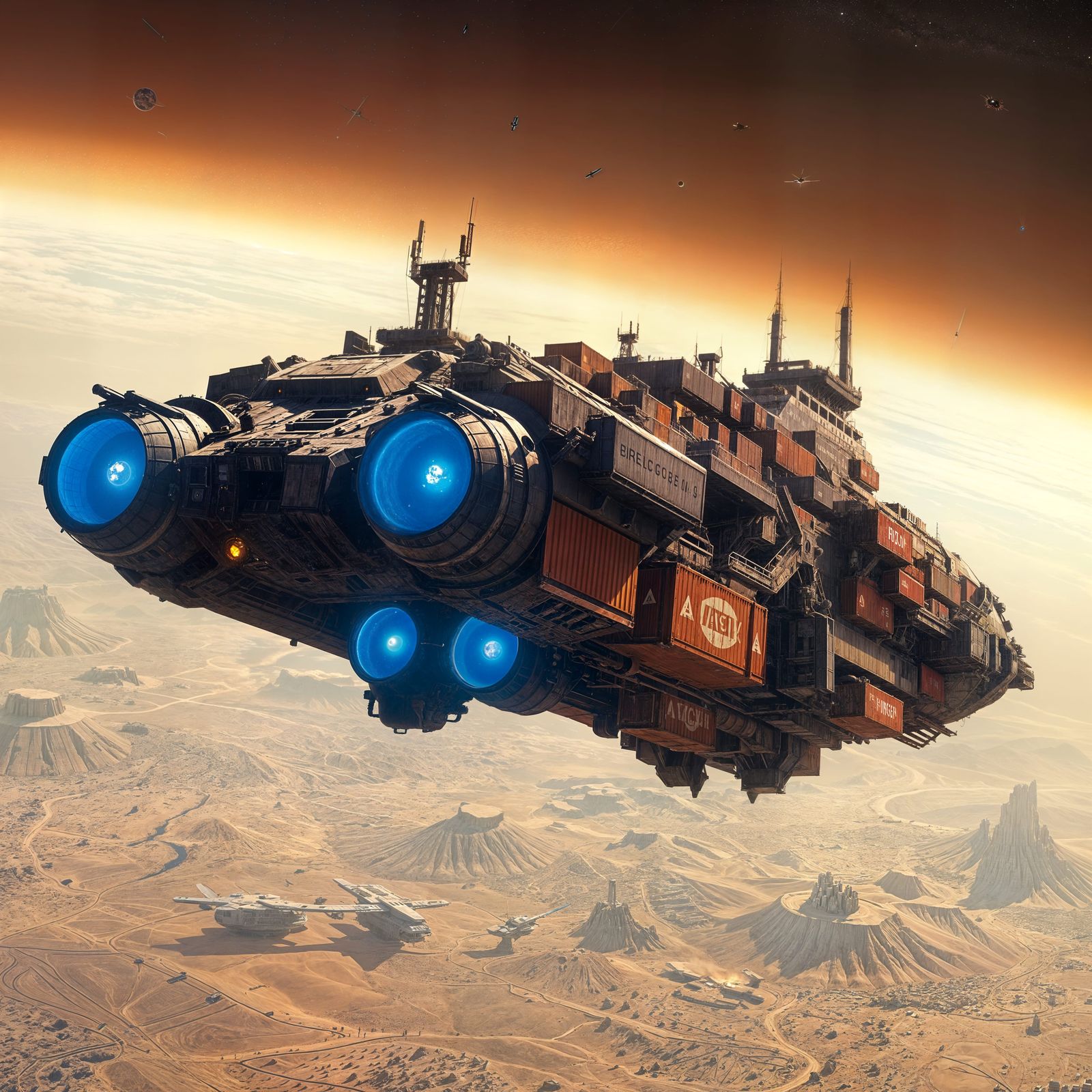 relic from a forgotten future—an immense starship assembled from 100 cargo containers