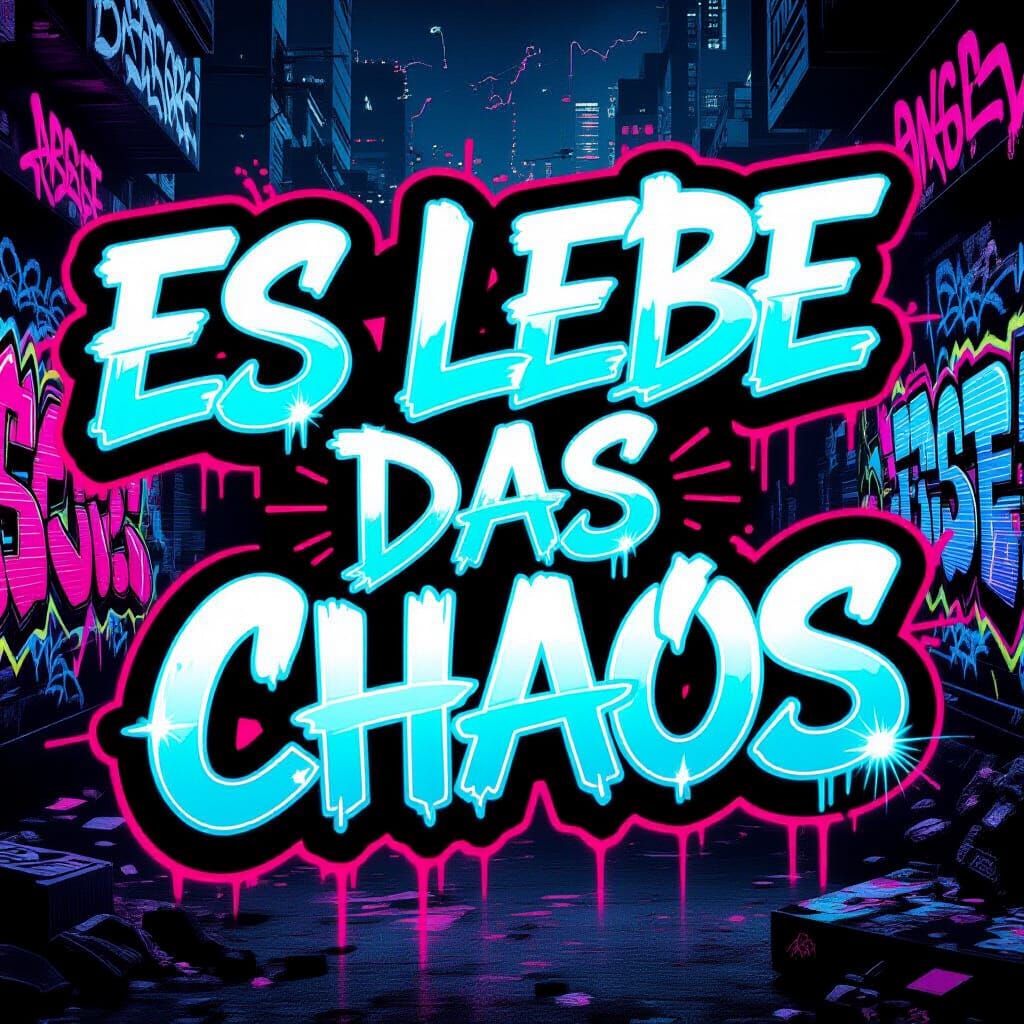 Punk Scene with Graffiti in Retro-Futuristic Style