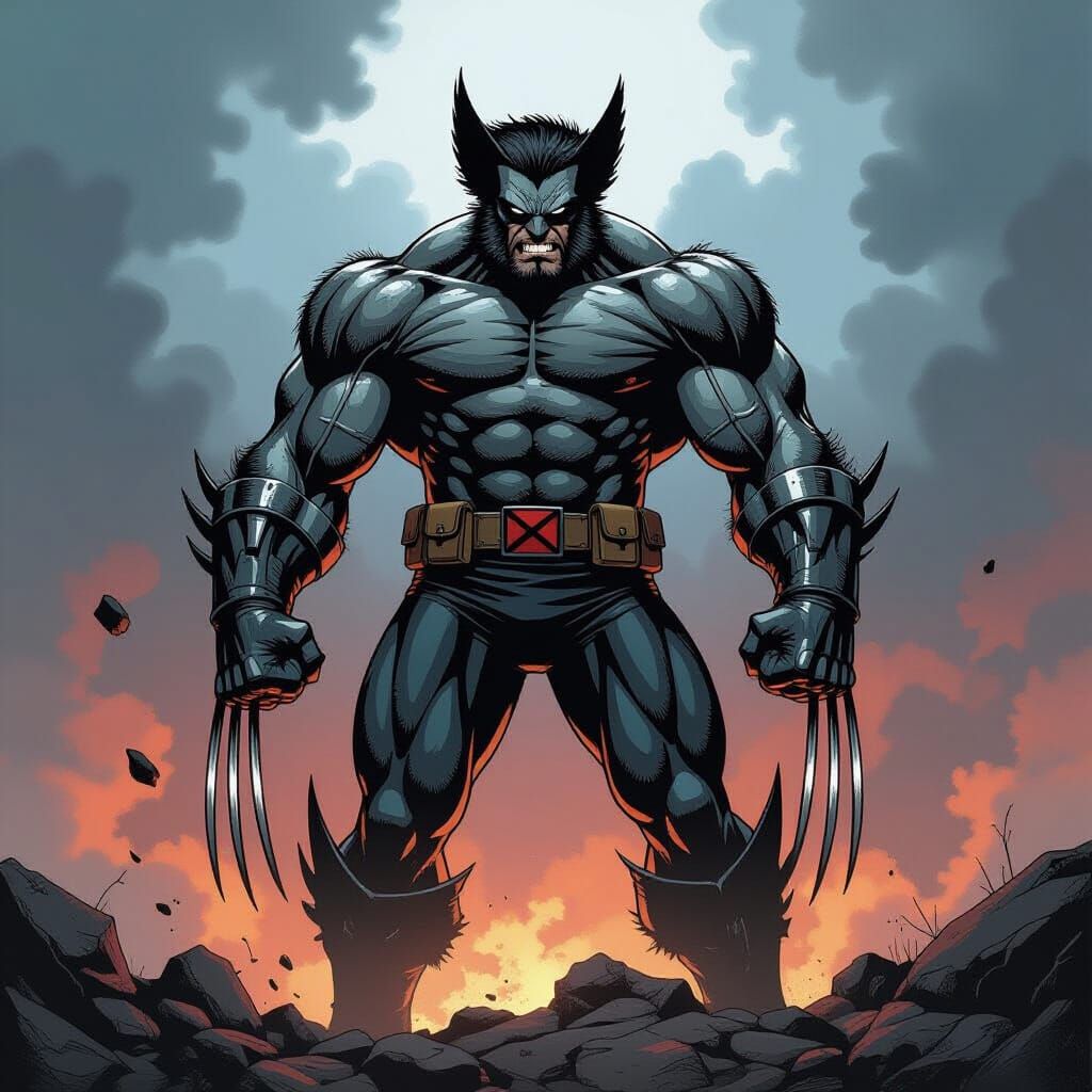 Wolverine Colossus Hybrid in Gritty Comic Style