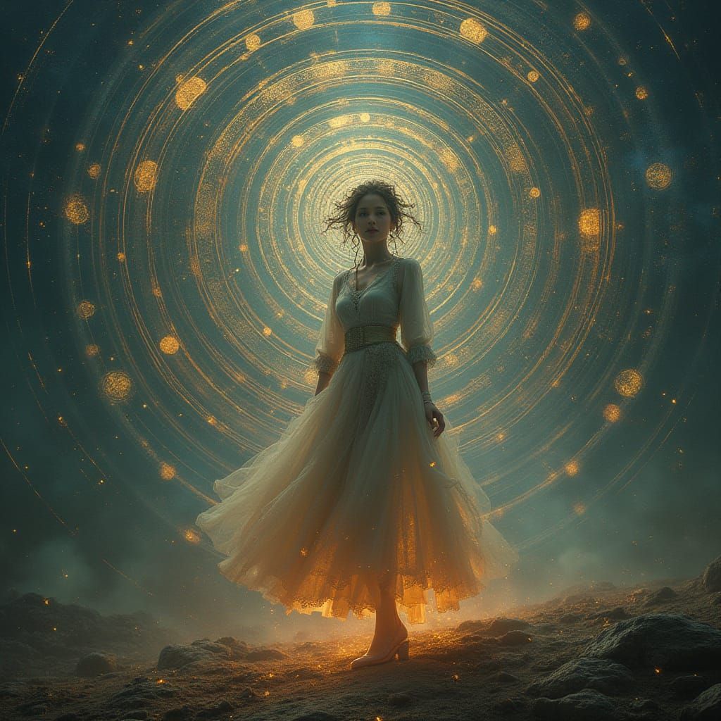 Woman Embodies Spirit in Futuristic Mystical Art