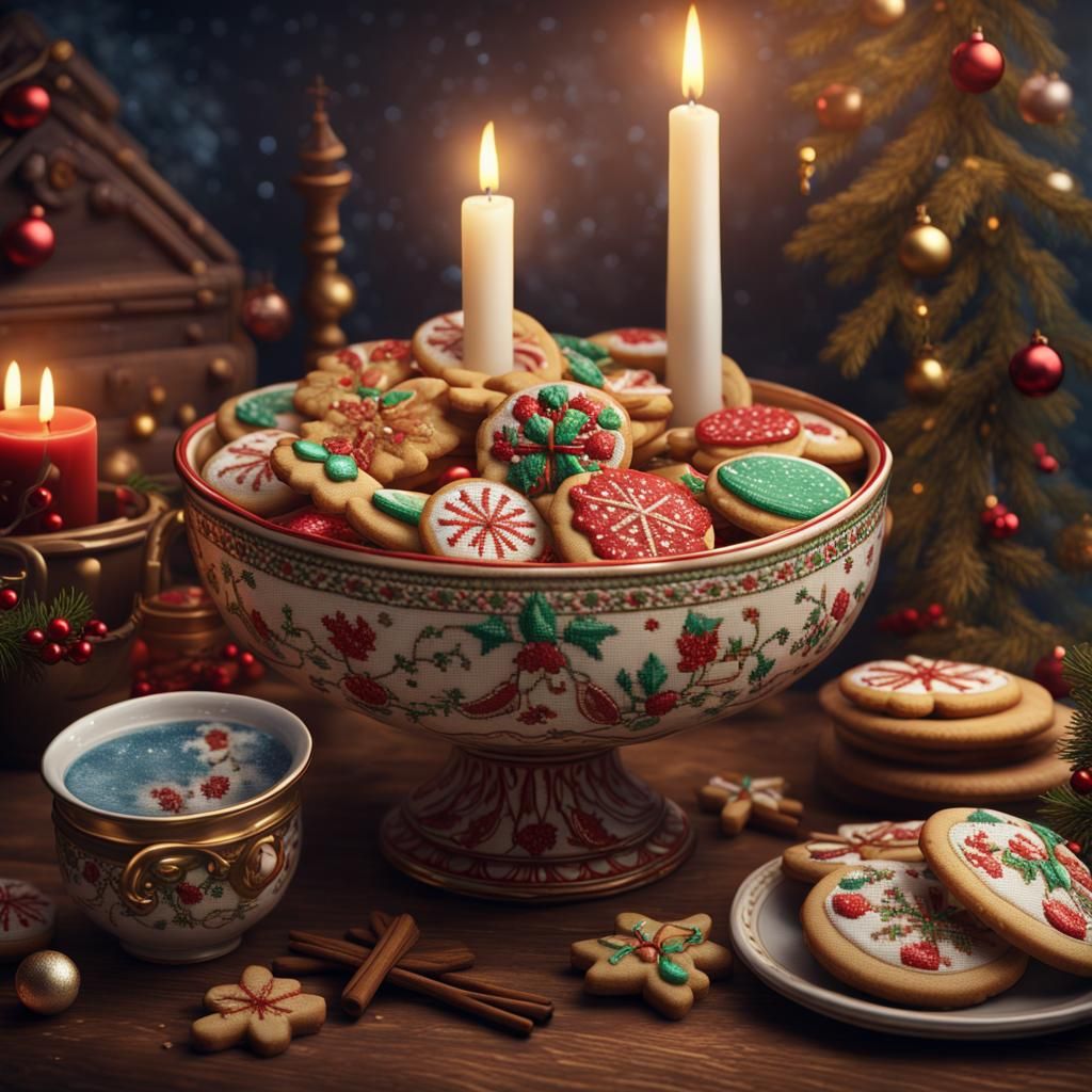 Festive Christmas Cookies Cross-Stitch Embroidery