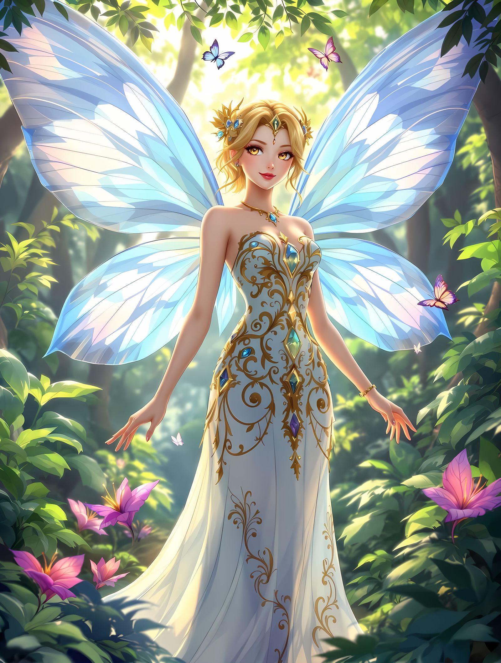 Mystical Fairy in Vibrant Forest Glade
