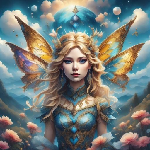 Fantasy Fairy with Polychromatic Graffiti Art