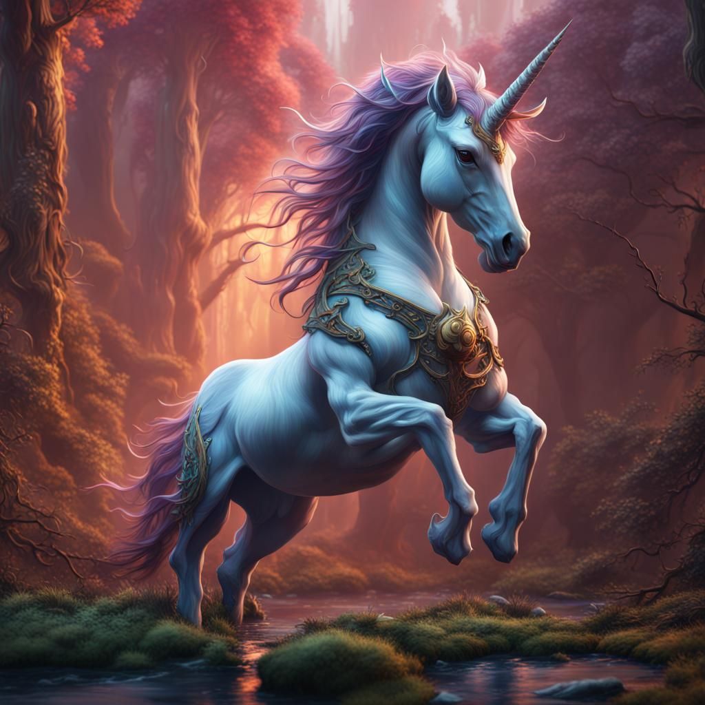 Detailed Matte Painting of a Sickly Unicorn