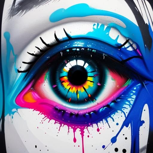 Colorful Graffiti Eye in Street Art Style