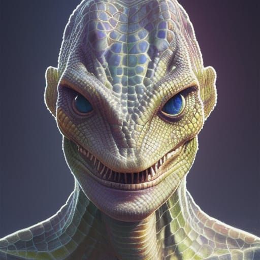 Reptilian Alien Portrait in Hyperdetailed Style
