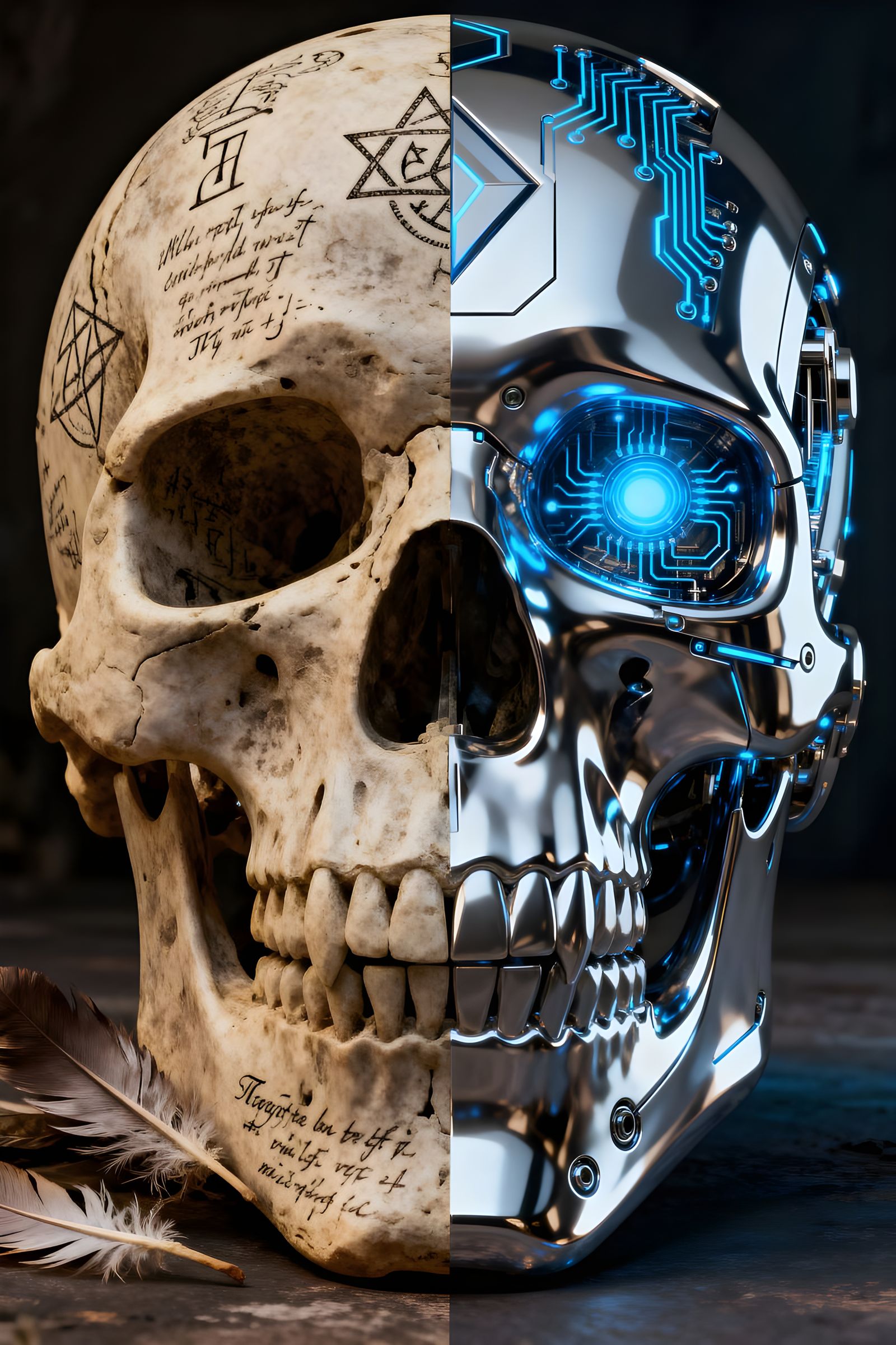 Cybernetic vs. Ancient Skull: Organic vs. Artificial