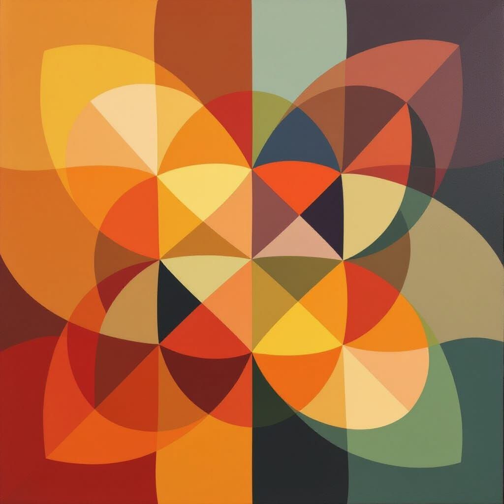 Abstract Geometric Art with Warm Colors