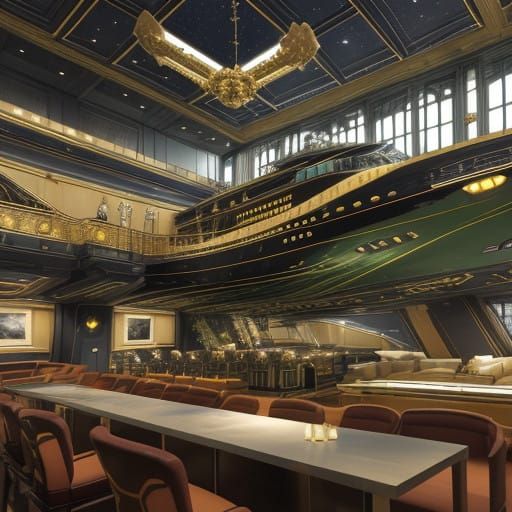 A Majestic Ondergoshian-Class Starship in Phthalo Green and...