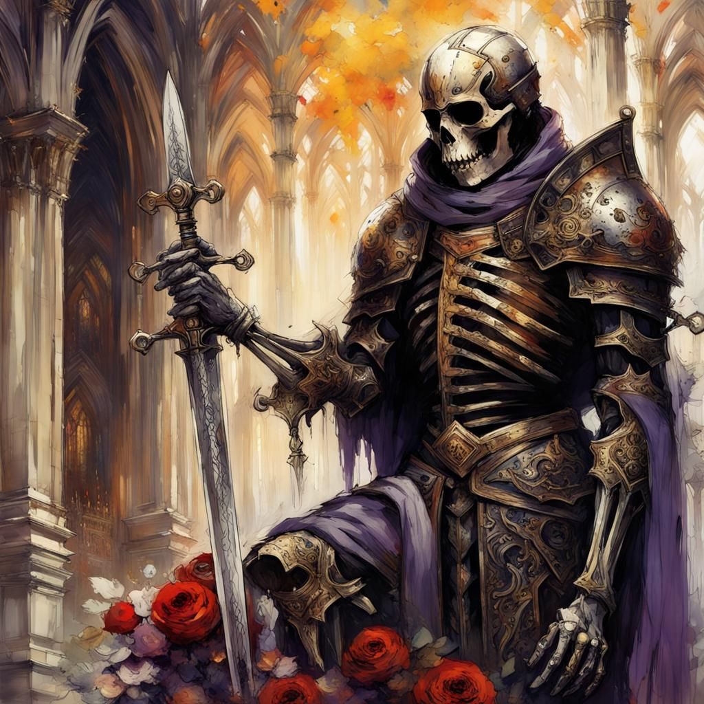 Gothic Undead Knight in Golden Light