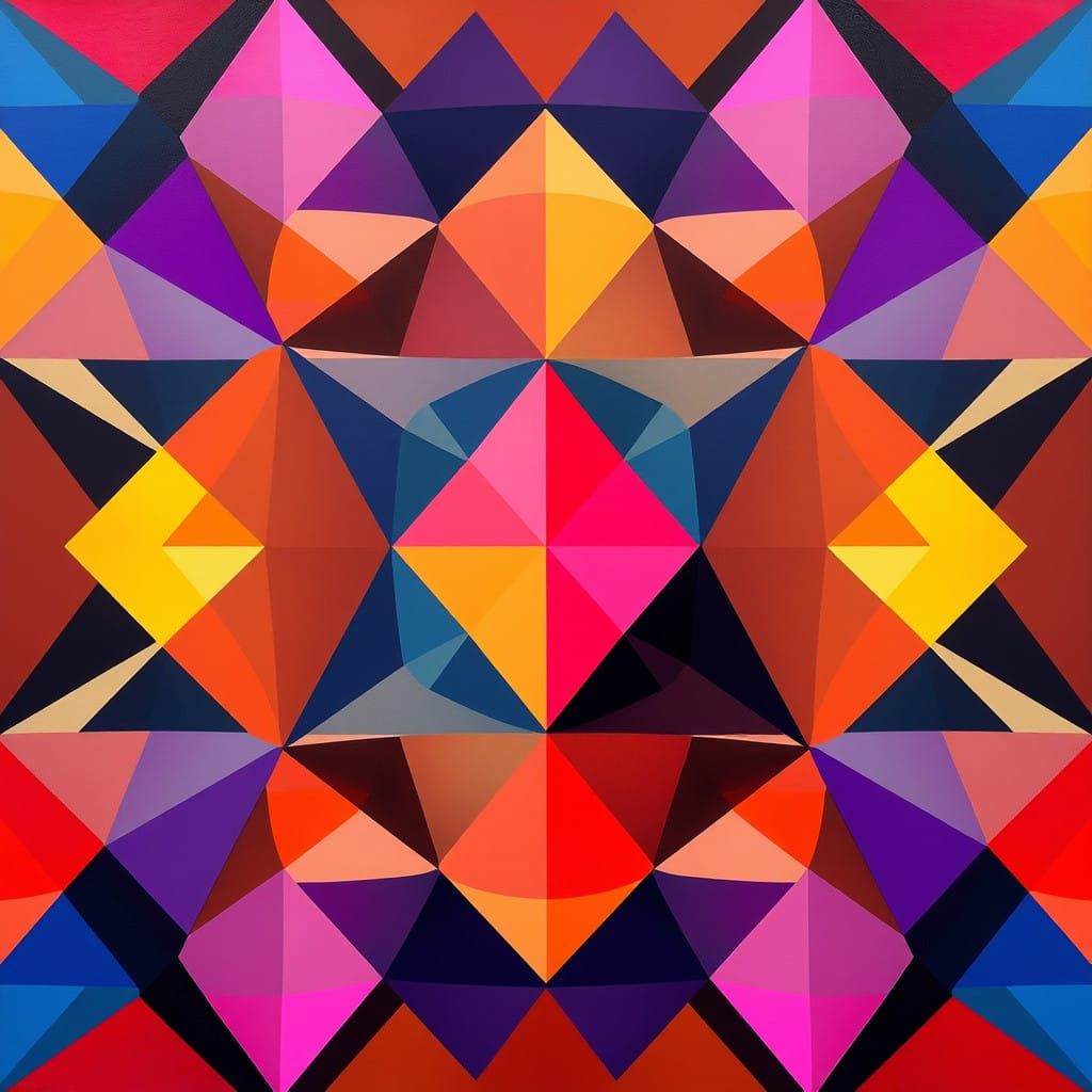 Geometric Patterns of Triangles in Neon Colors