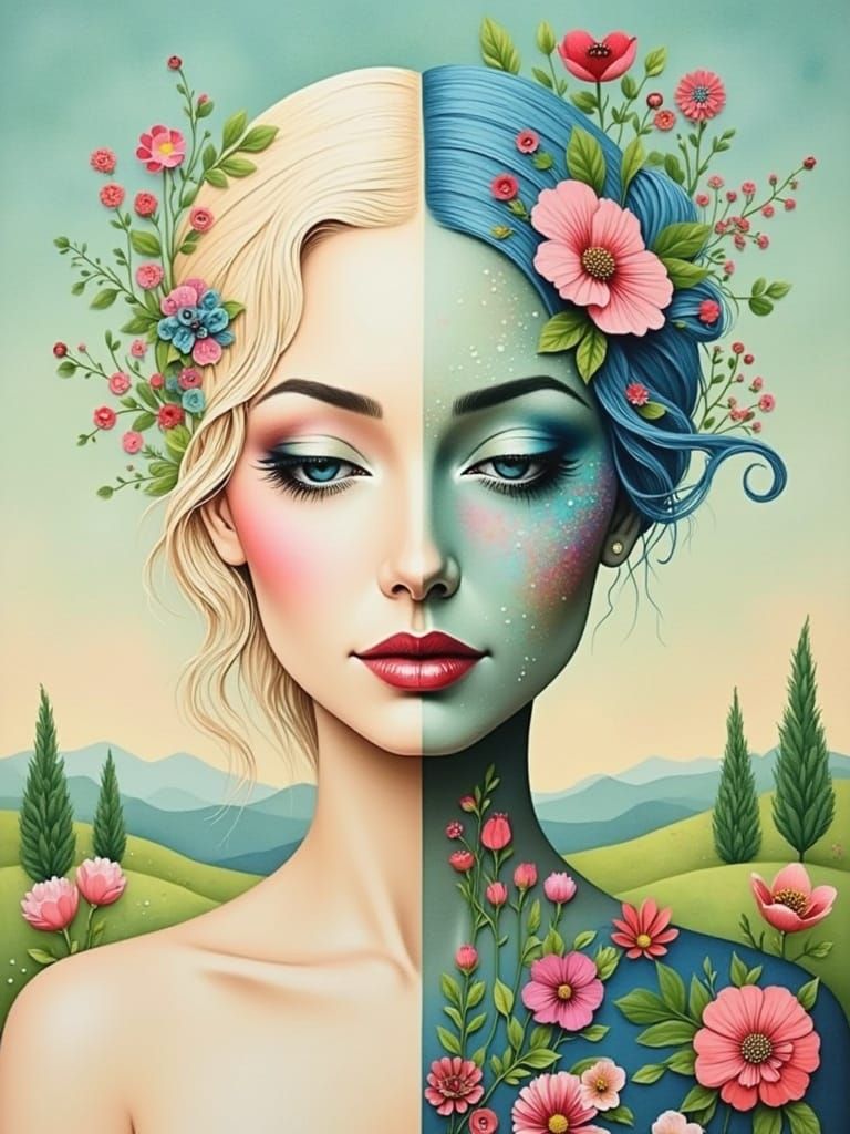 Elegant Woman in Art Nouveau Style