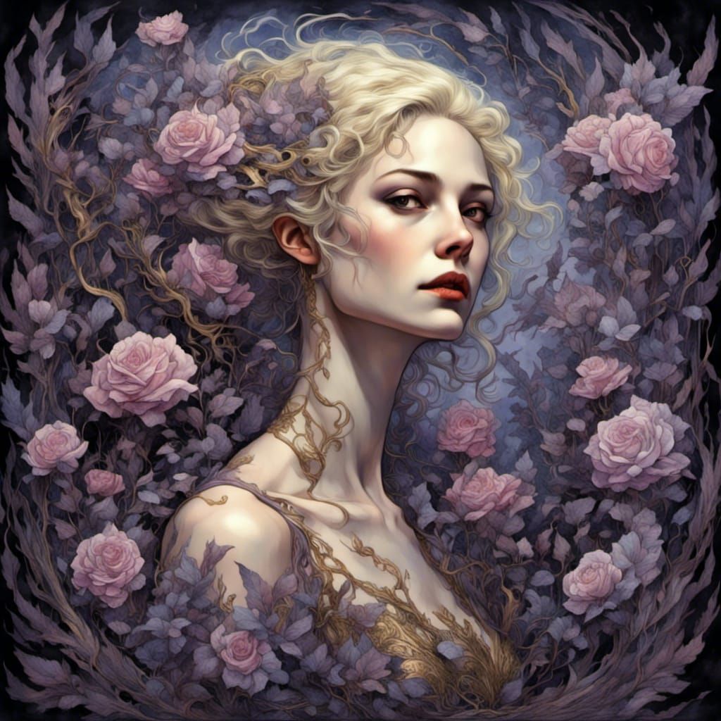 Beautiful Woman Portrait in Gothic Dark Fantasy Style