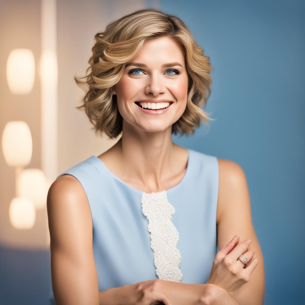 Warm Portrait of Smiling Woman with Curly Hair