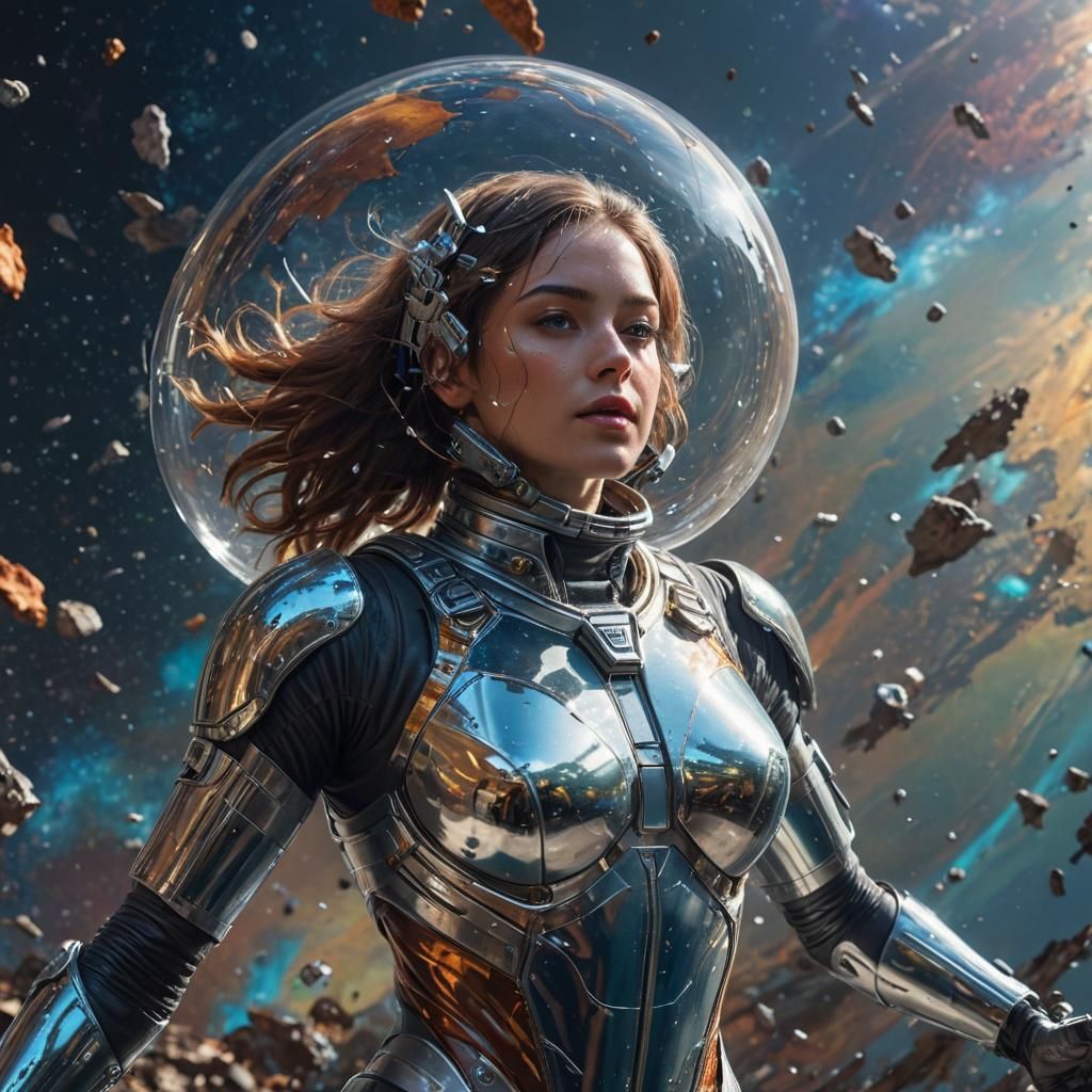 Sci-Fi Girl in Retrofuturistic Space Suit