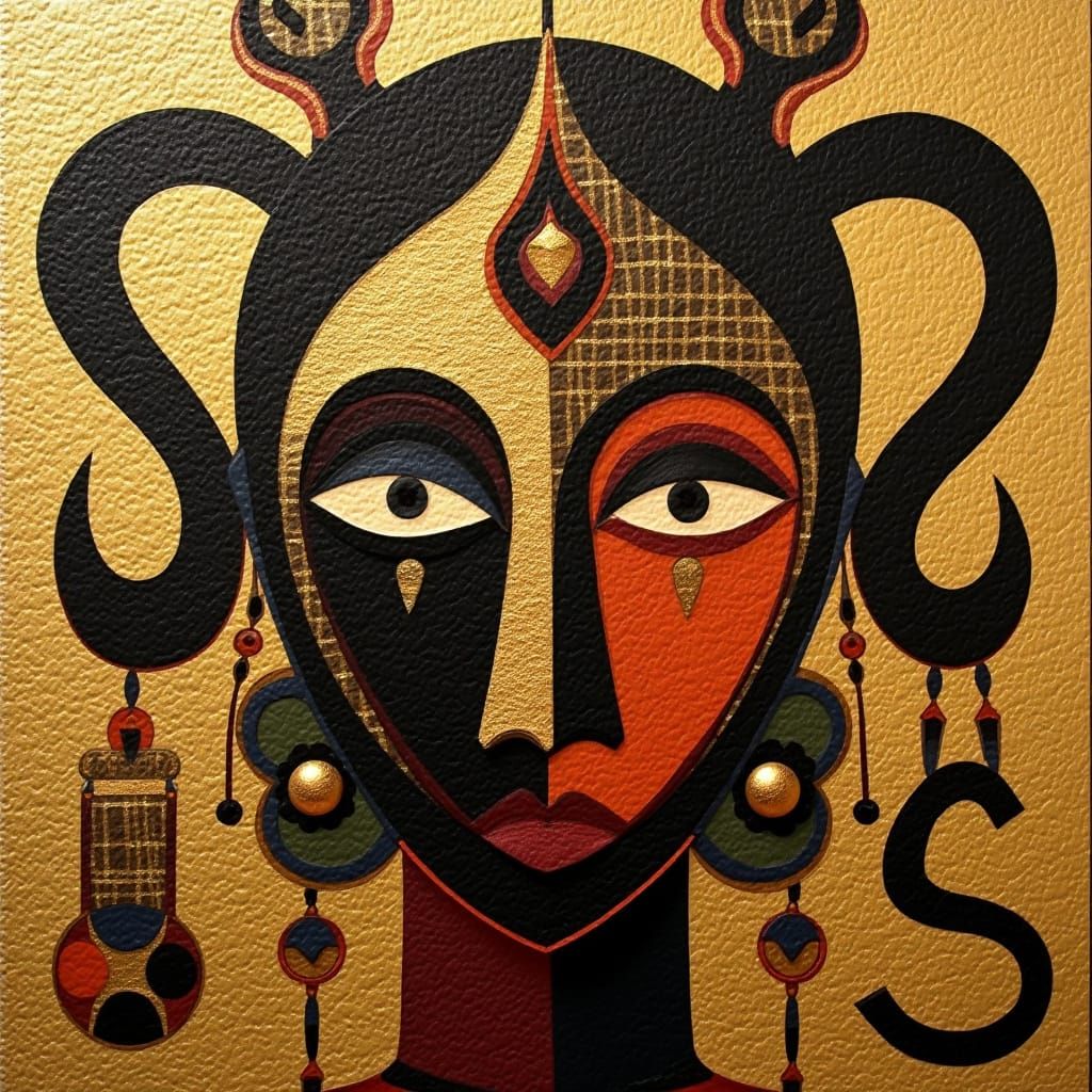 Golden African Masks in Geometric Abstractionism