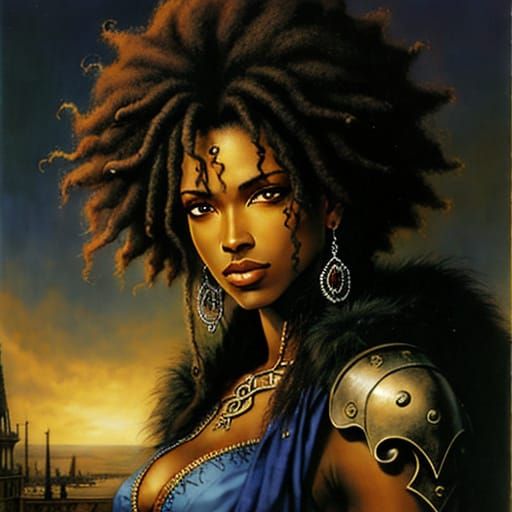 Afro Delft Portrait in the Style of Luis Royo