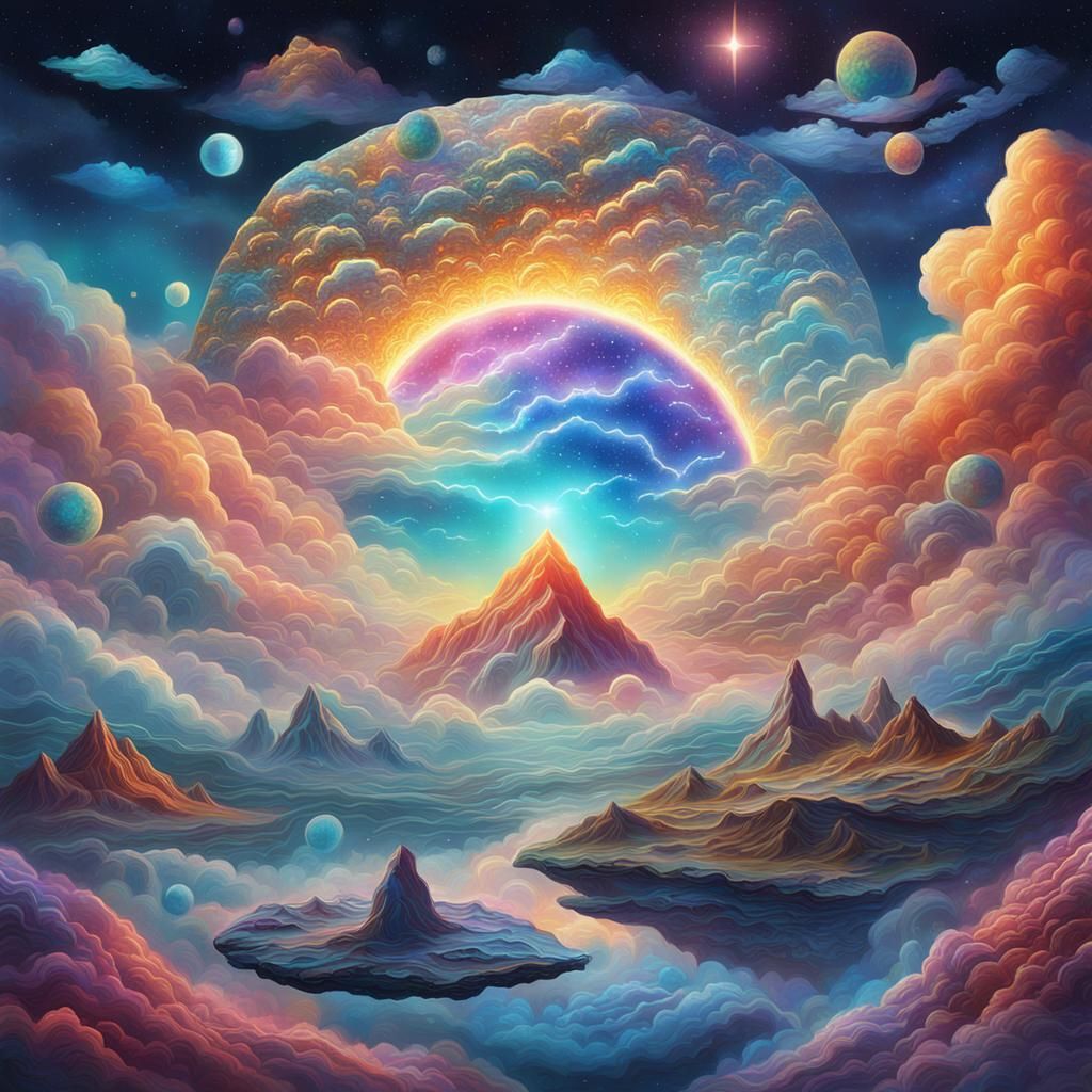 Holographic Cosmic Cloud in Pablo Amaringo Style