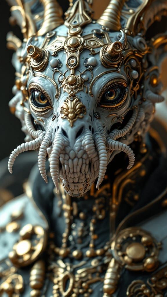 Archelon-Iago Portrait: Gilded Porcelain Fusion