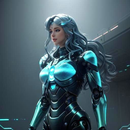 Futuristic Robotic Mermaid with Serene Human Face