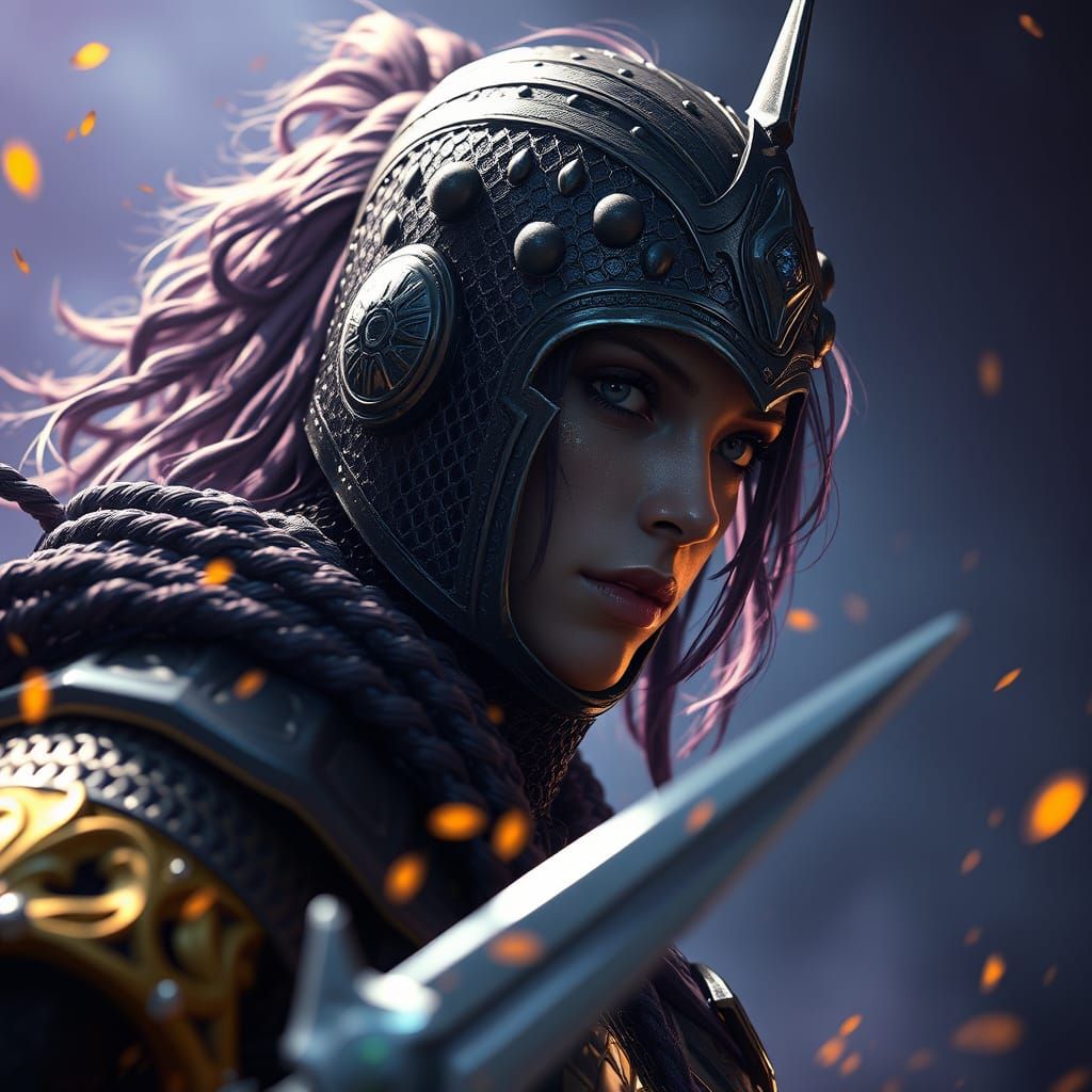 Ethereal Dark Fantasy Warrior in Chainmail