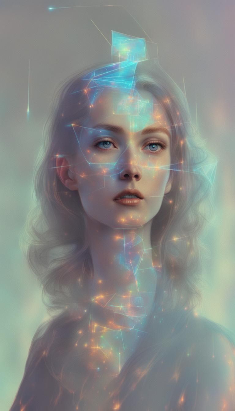 Layered Hologram Portraits in Futuristic Style