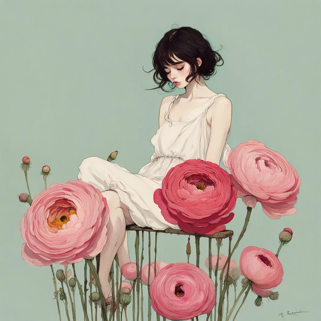 Rose Ranunculus Flower Close-Up