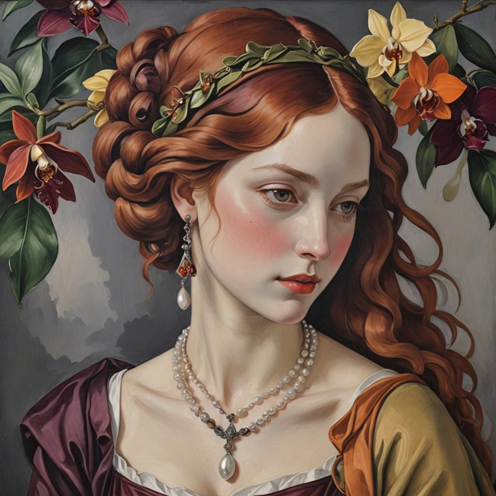 Elegant Woman with Pearl Necklace in Classic Style
