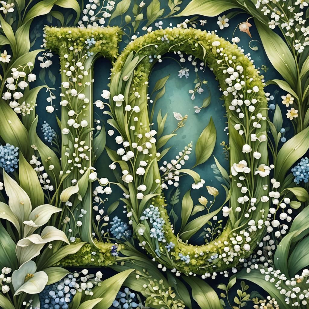 Lily of the Valley Letter B in Fairy-Tale Forest