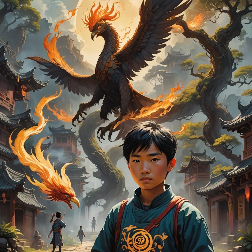 Mystical Phoenix: Boy's Journey in the Celestial Realm