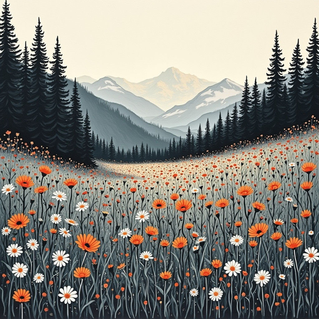 Woodcut Print of Wildflower Valley Depression